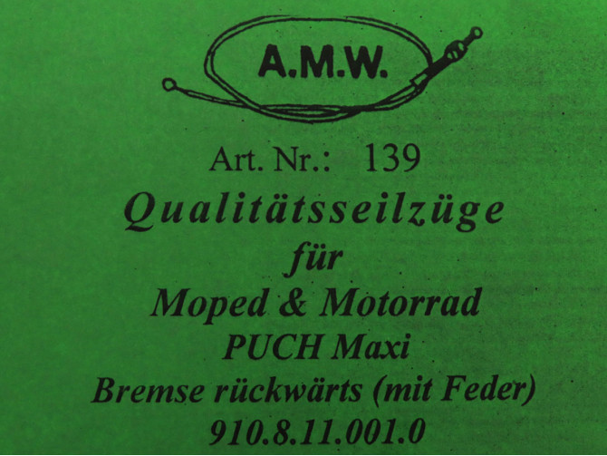 Kabel Puch Maxi remkabel achter met veer A.M.W. product